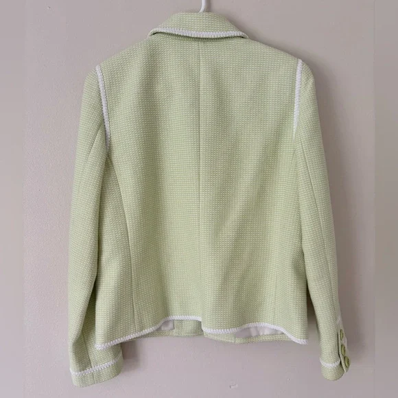 Worth New York Woven Green and White Clasp Blazer Jacket Size 8 - Picture 3 of 8